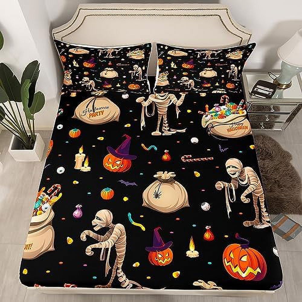 Halloween Bed Sheets Cartoon Ghost Bedding Set Halloween Pumpkin