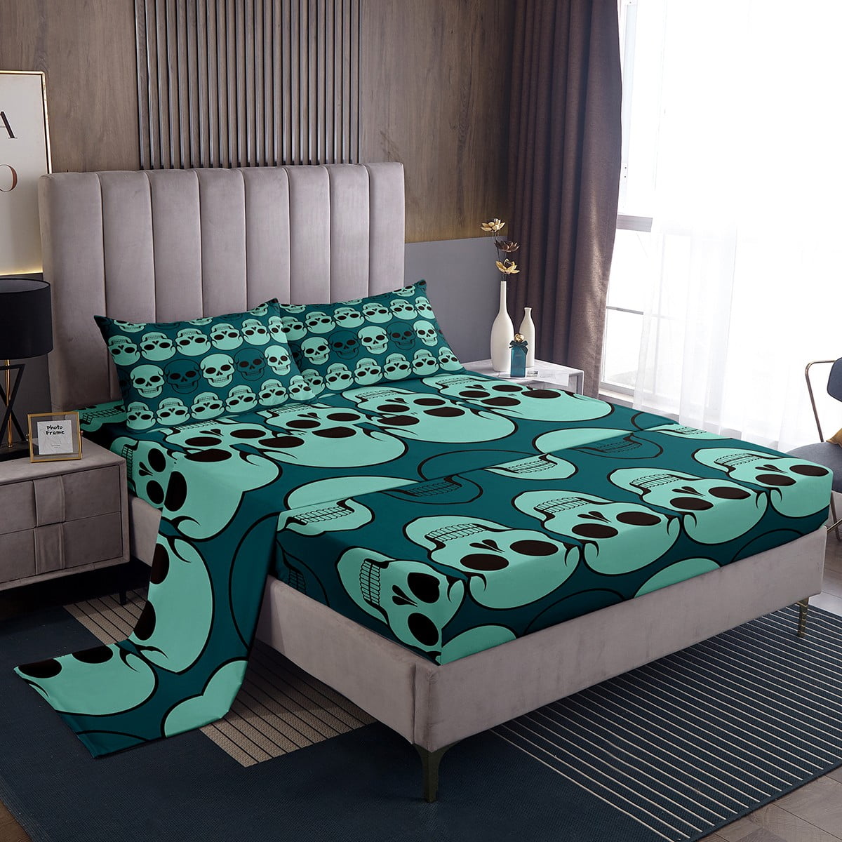 Halloween Bed Sheets Set for Halloween Gothic Skeletons Sheet Set with