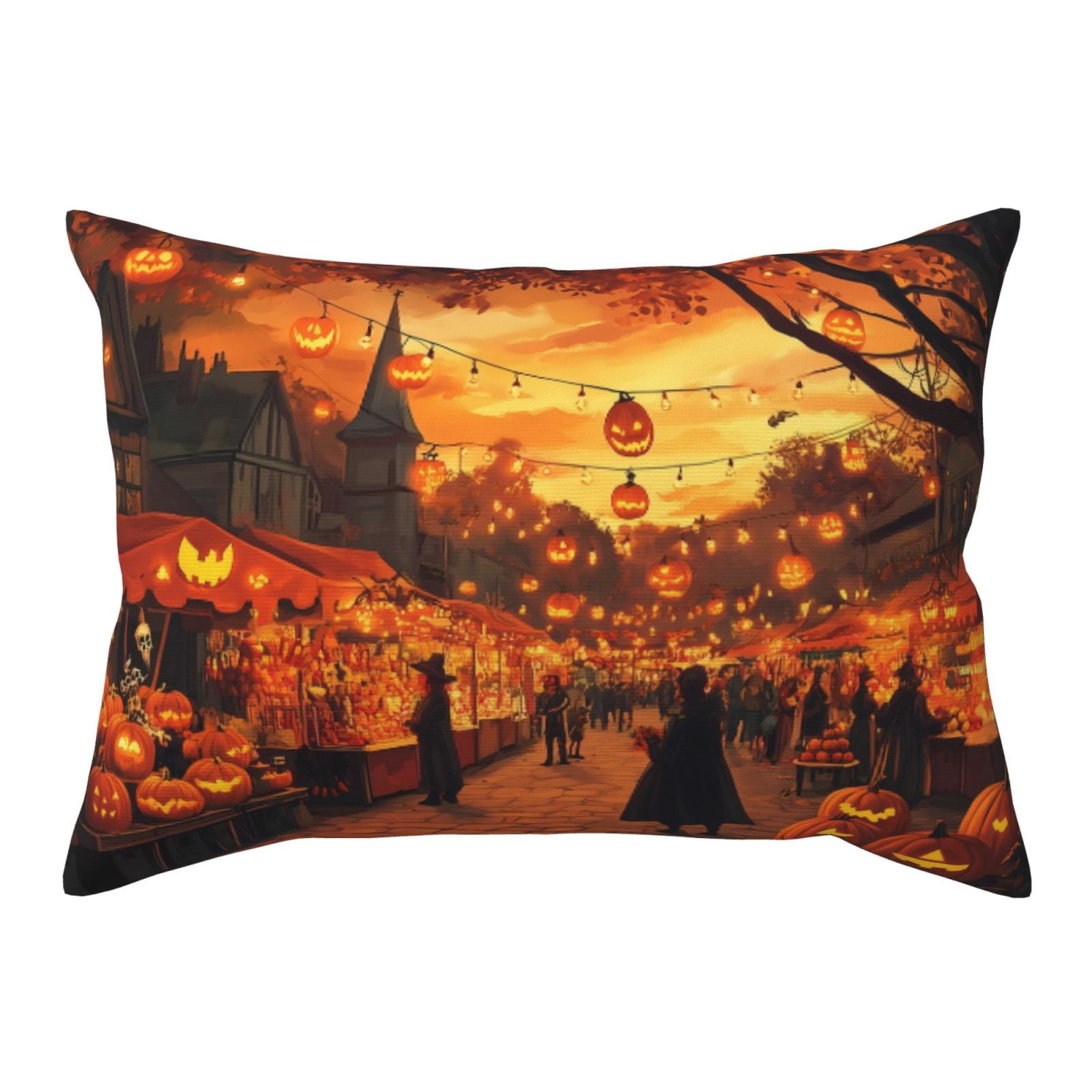 Halloween Bedding Pillow Cases Queen Halloween Pumpkin Market Soft and