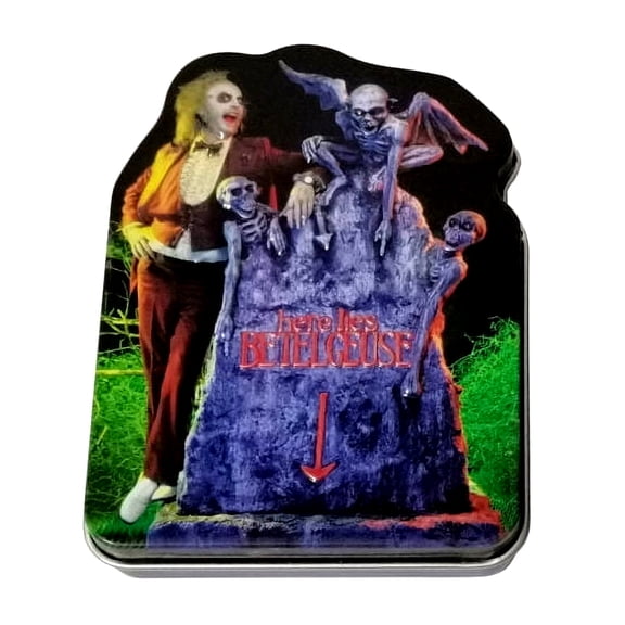 Halloween Beetlejuice Afterlife Candy Sours, Sour Blue Raspberry Spooky Skulls Shaped Candy, 1.5 Ounce Collectable Tin