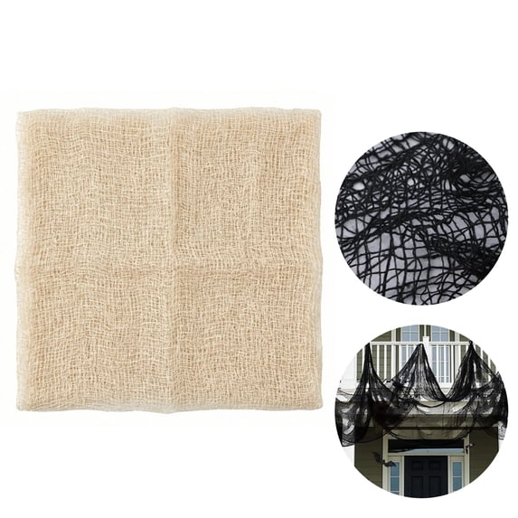 Halloween Beige Gauze Wall Decor,Outdoor Halloween Fake Spider Web Decorations Webbing,30X72 in Giant Halloween Cloth for Halloween Party Supplies Haunted Houses Outdoor