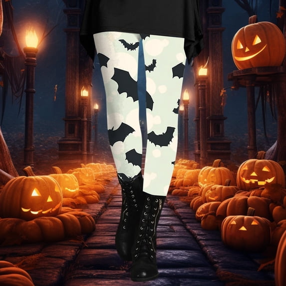 Halloween Beige High Waisted Leggings for Women Polyester,Spandex Soft Slim Yoga Pants for Running Cycling Workout L