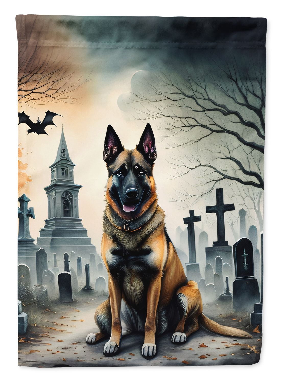 Halloween Belgian Malinois Dog House Flag 28x40IN Double-Sided Polyester Decorative Sleeve Pole Flag for Outdoor Home Garden