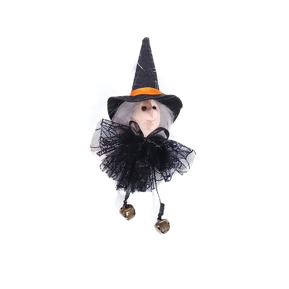 Halloween Bell Pendant, Witch Doll Ornament with Lanyard for Costume Accessories, Party Decor, Trick-or-Treat Gift, 3.5 Inch