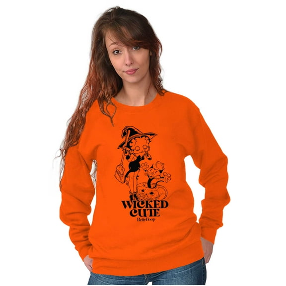 Halloween Betty Boop Wicked Cute Women Crewneck Sweatshirt Brisco Brands M