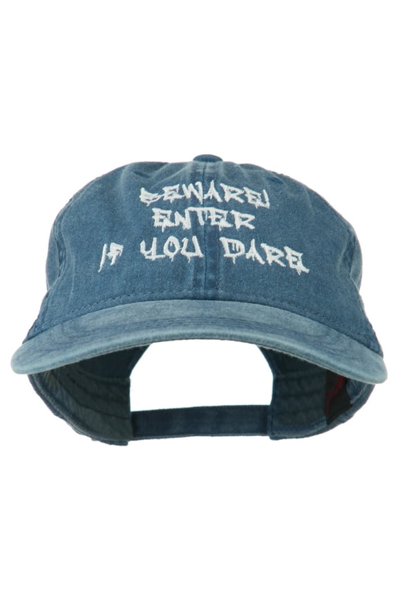 Halloween Beware Enter If You Dare Embroidered Washed Dyed Cap - Navy OSFM