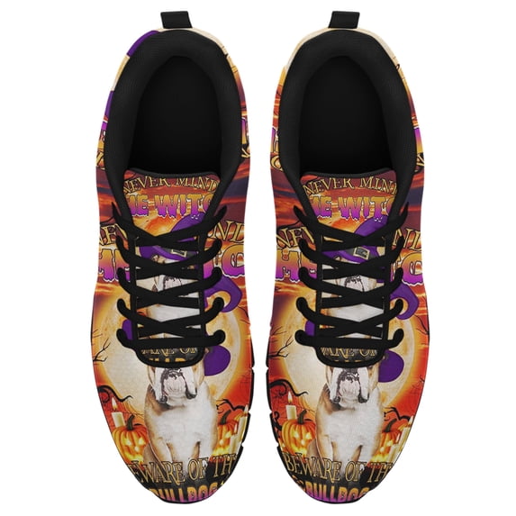 Halloween Beware Of The Bulldog Running Shoes Sneakers Mesh Black Size 8.5