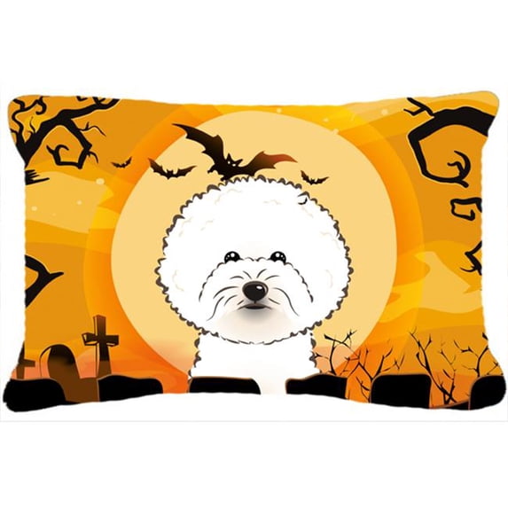 Halloween Bichon Frise Fabric Decorative Pillow