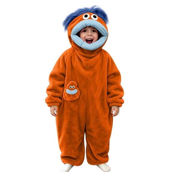 Halloween Big Mouth Monster Onesie for Kids,Silly Pajamas Onesie with Shoes,Halloween Cosplay Party Costume,Funny Monster Jumpsuit,Oversized Fleece One Piece Pajamas,Ugly Pajama Party Outfits