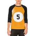 thumbnail image 1 of Halloween Billiard Pool Ball Five Costume All Over Mens Raglan T Shirt White-Black MD, 1 of 2