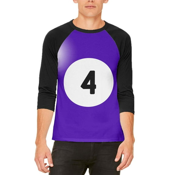 Halloween Billiard Pool Ball Four Costume All Over Mens Raglan T Shirt White-Black MD