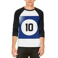 thumbnail image 1 of Halloween Billiard Pool Ball Ten Costume All Over Mens Raglan T Shirt White-Black X-LG, 1 of 2