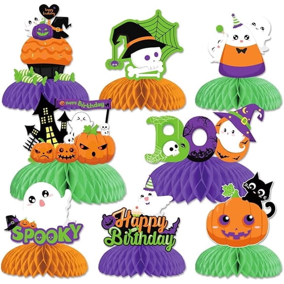 Halloween Birthday Decorations Honeycomb Centerpieces Happy Halloween Table Honeycomb Centerpieces Spooky Boo Halloween Theme Centerpieces Table Topper Signs Desk Decors Birthday Party Supplies