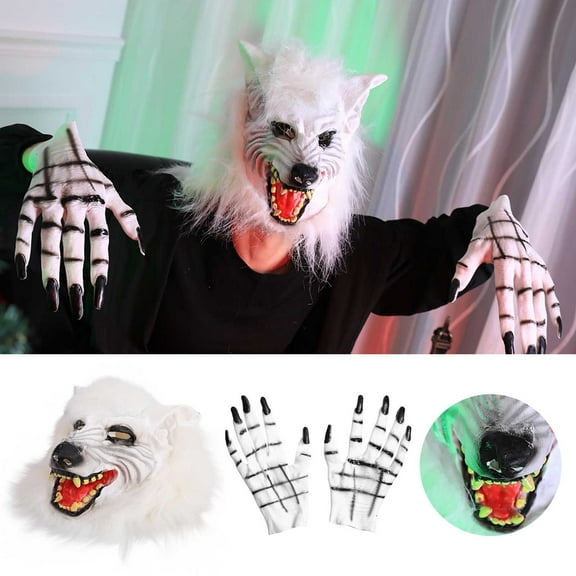Halloween Birthday Party Decorations for Men Party Decorations for Women For Parties Scary Wolf Head And Gloves Set Made Of Durable Transform You Into The Of The Jungle And The Terrifying Trend