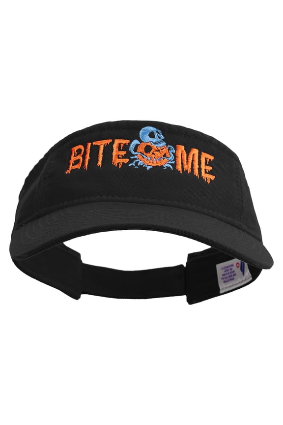 Halloween Bite Me Embroidered Pro Style Cotton Twill Washed Visor - Black OSFM