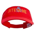 thumbnail image 1 of Halloween Bite Me Embroidered Pro Style Cotton Twill Washed Visor - Red OSFM, 1 of 5