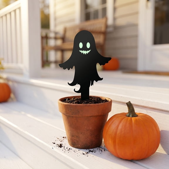 Halloween Black Acrylic Ghost Ground Stake,Glow in The Dark Face,Waterproof Luminous Yard Insert for Lawn Garden Decor,Outdoor Landscape