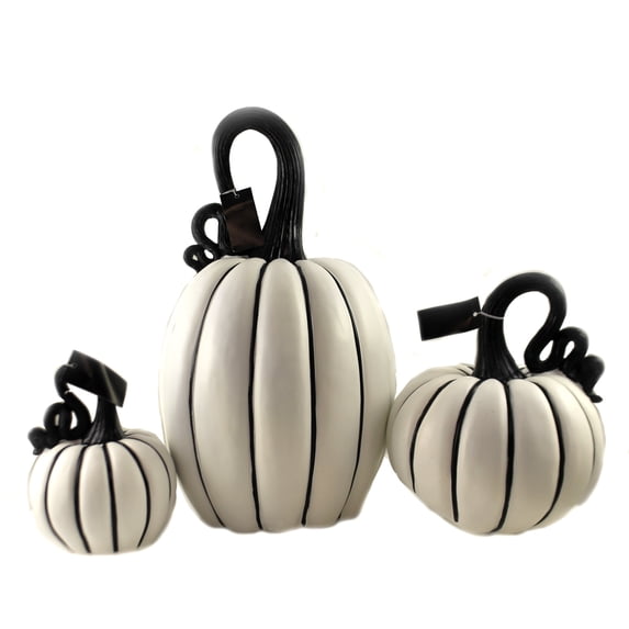 Halloween Black And White Pumpkins Polyresin Matte Finish 41492A