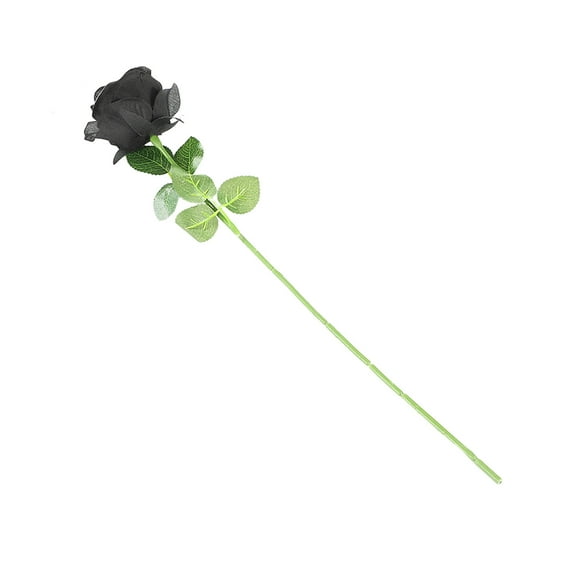 Halloween Black Artificial Flowers Silk Black Roses Realistic Bridal Wedding Bouquet Long Stem for Home Garden Party Floral Decor