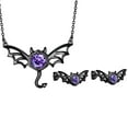 thumbnail image 1 of Halloween Black Bat & Devil Jewelry Set, Gothic Statement Necklace Stud Earrings Cosplay Party Jewelry Gift for Women Men, 1 of 6