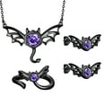 thumbnail image 1 of Halloween Black Bat & Devil Jewelry Set Necklace/Earrings/Ring, Gothic Statement Cosplay Party Jewelry Gift for Women Men, 1 of 8