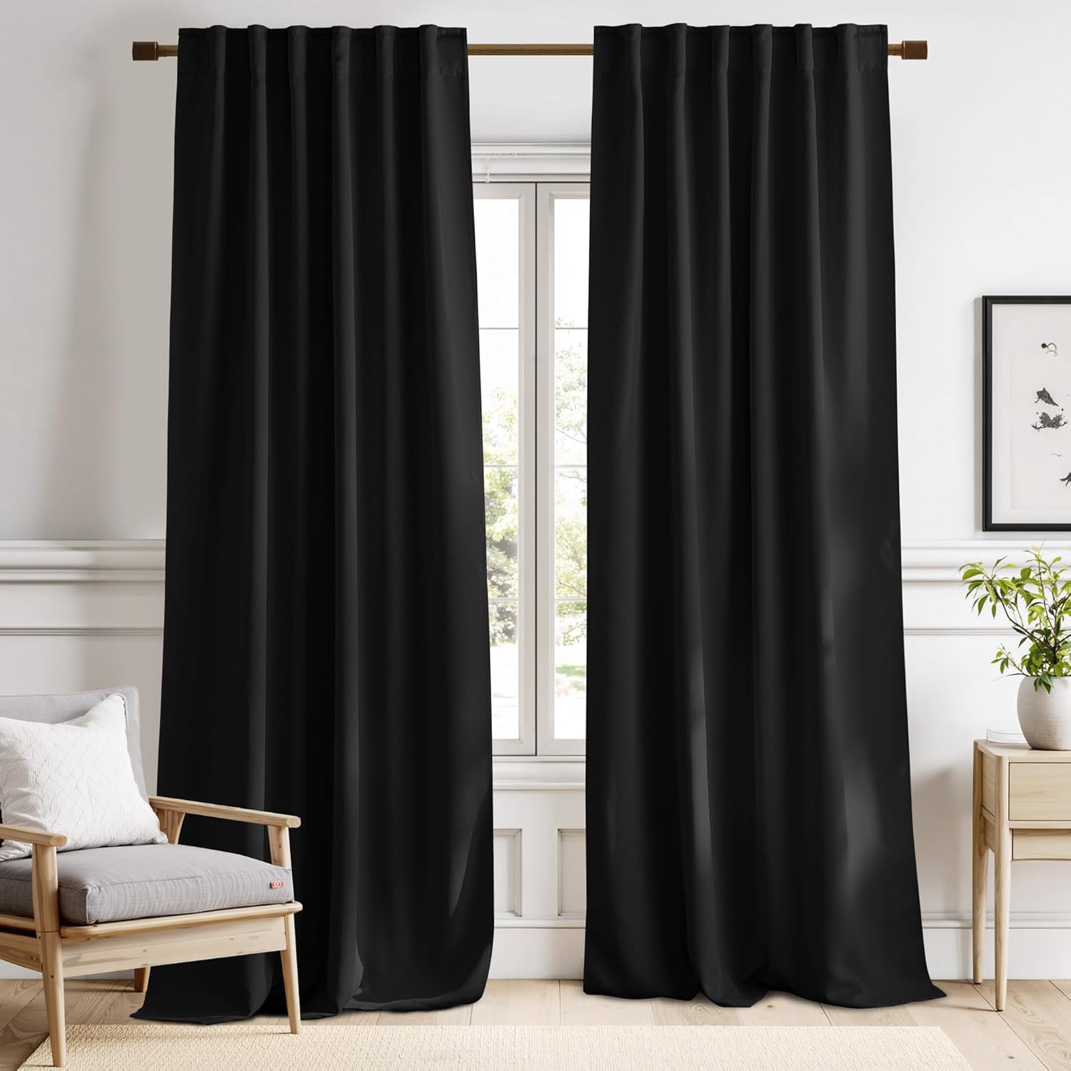 Halloween Black Blackout Living Room Curtains 84 inches Long, Black Out