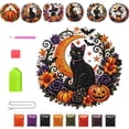 thumbnail image 1 of Halloween Black Cat Diamond Art Hanging Ornament Kit, DIY Acrylic Diamond Art Painting Wreath Kits Special Shaped Rhinestone Diamond Art Window Pendants Home Garden Wall Hanging Kits Hanging Ornament, 1 of 8