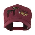 thumbnail image 1 of Halloween Black Cat Embroidered Cap - Maroon OSFM, 1 of 5