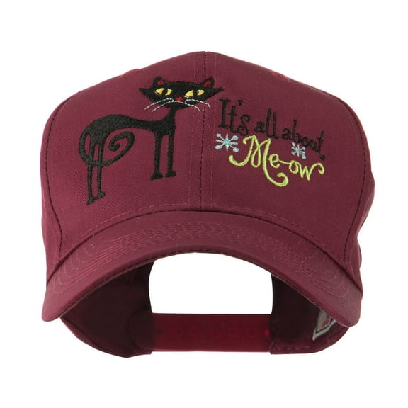 Halloween Black Cat Embroidered Cap - Maroon OSFM