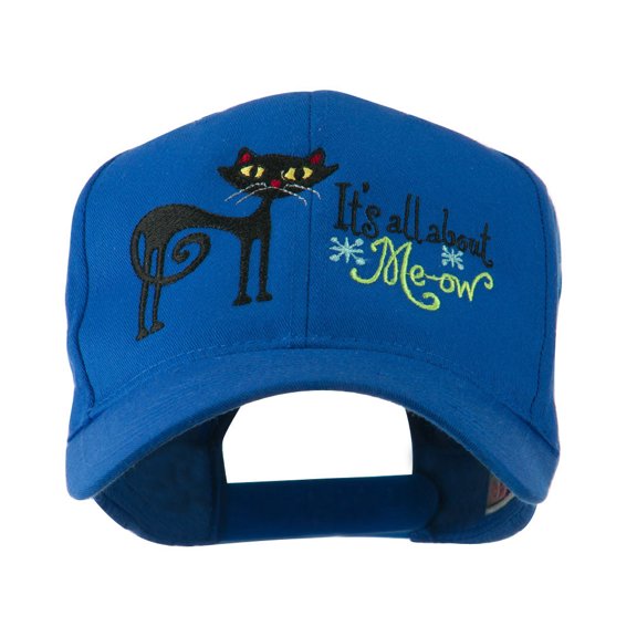 Halloween Black Cat Embroidered Cap - Royal OSFM