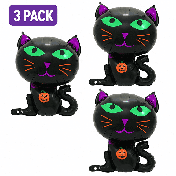 Black Cat Halloween Foil Balloons 3 Pack Party Decor balloons