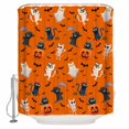 thumbnail image 1 of Halloween Black Cat Ghost Bat Orange Shower Curtain Set ，Waterproof Fabric Shower Curtains Shower Curtains for Bathroom,Bathroom Decor 36"x72", 1 of 6