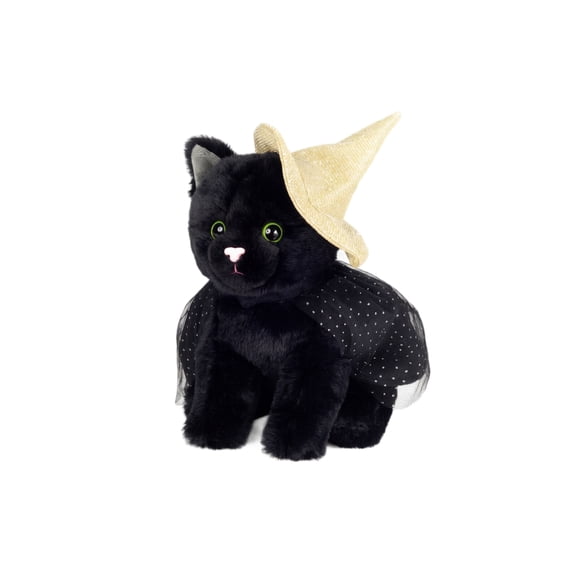 Halloween Black Cat with Golden Witch Hat Stuffed Animals Plushie - Fun Collectible Plush Toys for Collectors - Perfect for Halloween Decorations and Halloween Gifts - 6.3 Inches