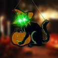 thumbnail image 1 of Halloween Black Cat Hanging Ornament, Battery Operated Creepy Light Up Prop, Indoor Outdoor Halloween Party Decoration, 1 of 5
