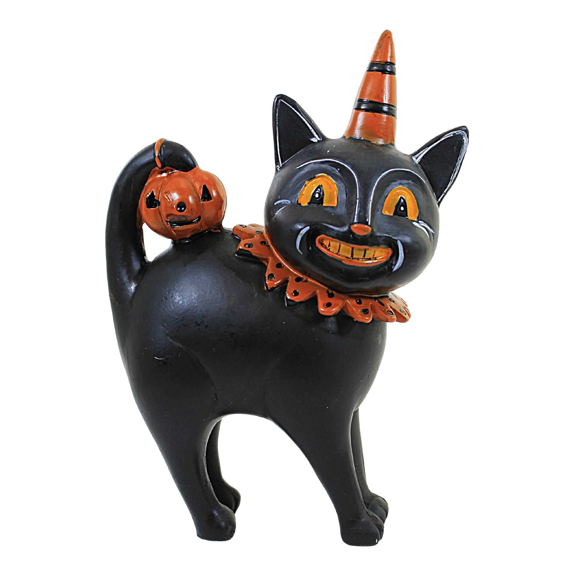 Halloween Black Cat Jack Polyresin Vintage-Looking Pumpkin Halloween Black Cat Jack Polyresin Vintage-Looking Pumpkin