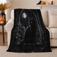 thumbnail image 1 of Halloween Black Cat Moon Gothic, Mystical Pet Portrait Pattern, Warm Flannel Blanket for Living Room and Bedroom, Cat Lovers Halloween Gift, Pet Lover Home Decor, 1 of 9