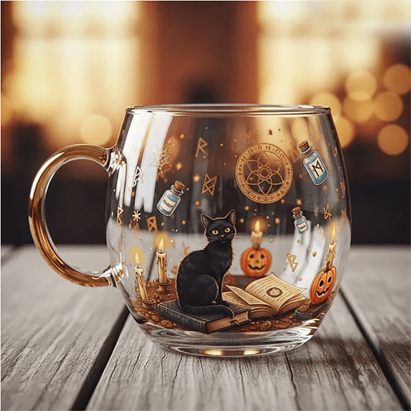 Halloween Black Cat Mug Ceramic Style Drinking Cup Halloween Party Tableware Home Kitchen Use Coffee Tea Mug Decorative Animal Theme Cup Festival Gift Item Use Set