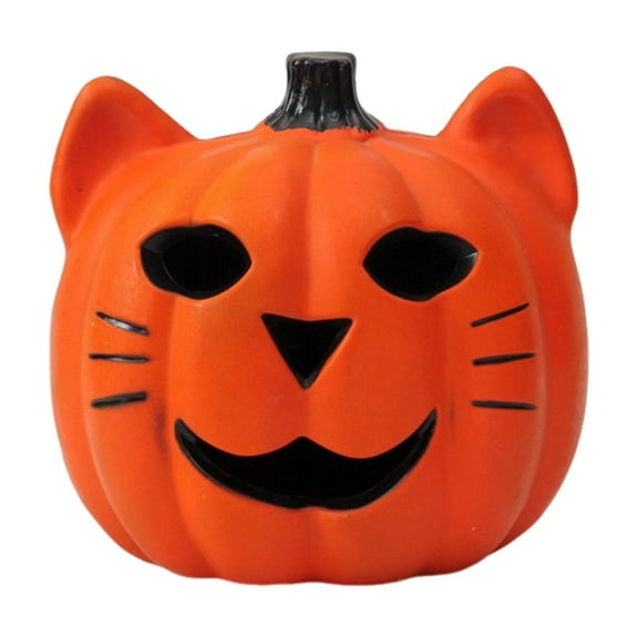Halloween Black Cat Pumpkin Light – 8.3" LED Glowing Jack-O’-Lantern Cat Figurine, Spooky Tabletop Lamp for Indoor Outdoor Halloween Party, Haunted House, Porch & Home Décor