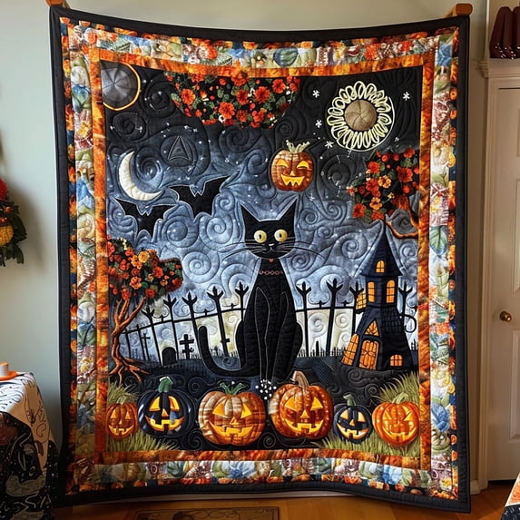 Halloween Black Cat Quilted Blanket - Walmart.com