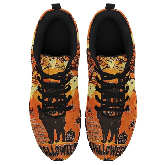 Halloween Black Cat Running Shoes Sneakers Mesh Black Size 4