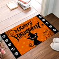 Halloween Black Cat Skull Orange Indoor Doormat NonSlip Front Door