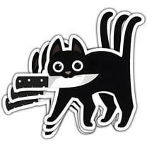 Halloween Black Cat Stickers with Knife, Cat Car Stickers and Decals, Catnap Stickers - Stickers for Laptop Water Bottle Phone Car Window Helmet Vinyl Stickers 3 Inches (Cat & Knife 2) (3x3inch)