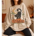 thumbnail image 1 of Halloween Black Cat Sweatshirt, 90s Vintage Spooky Season Sweatshirt, 1 of 5