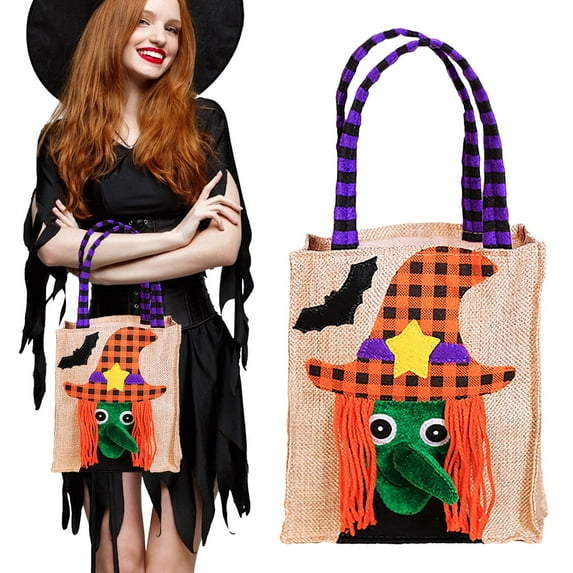 Halloween Black Cat Tote Bag - Large Capacity Trick or Treat Candy Bag with Handle, Durable Non-Woven Party Favor Holder for Halloween Decorations, Classroom Rewards & Holiday Events