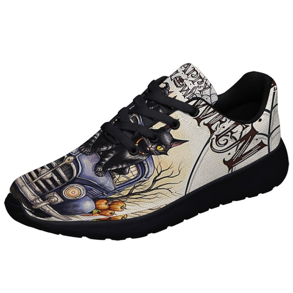 Halloween Black Cat Truck Trick Or Treat Shoes Sneakers Black Size 6