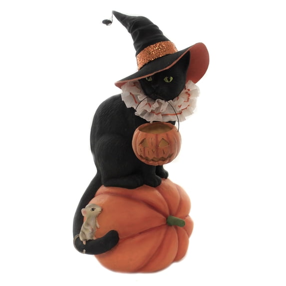 Halloween Black Cat Witch On Pumpkin Halloween Vintage Mouse Jol Td9085