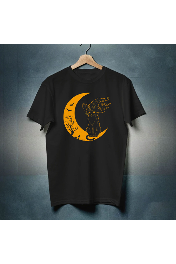 Halloween Black Cat Witch on Moon Goth Style Unisex Canvas Tote Bag