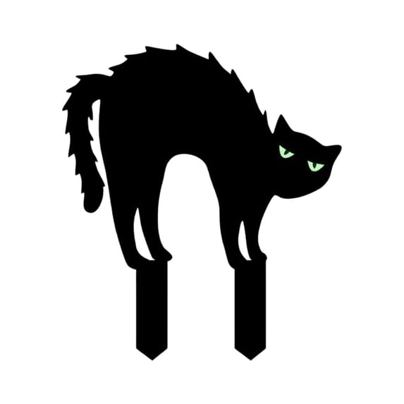 Halloween Black Cat Yard Signs with Stakes,Halloween Decorations Outdoor,Scary Silhouette with Glow in Dark Eyes Halloween Decorations for Outdoor Yard Lawn Garden Halloween Decor,Acrylic
