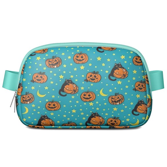 Halloween Black Cats with Pumpkins Cute Fanny Packs for Women,Travel Waterproof Crossbody Fanny Bags Waist Purse for Women Anti Theft Adjustable Strap for Running Travel Cycling
