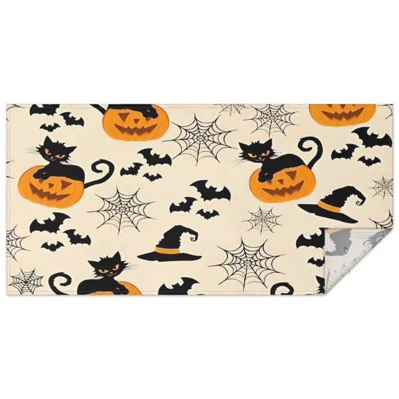 Halloween Black Cats and Pumpkins Rectangle Tablecloth 60"x120",Waterproof Polyester Rectangle Table Cloth, Wipeable Spillproof Polyester Tablecloth for Dining, Camping, Indoor and Outdoor